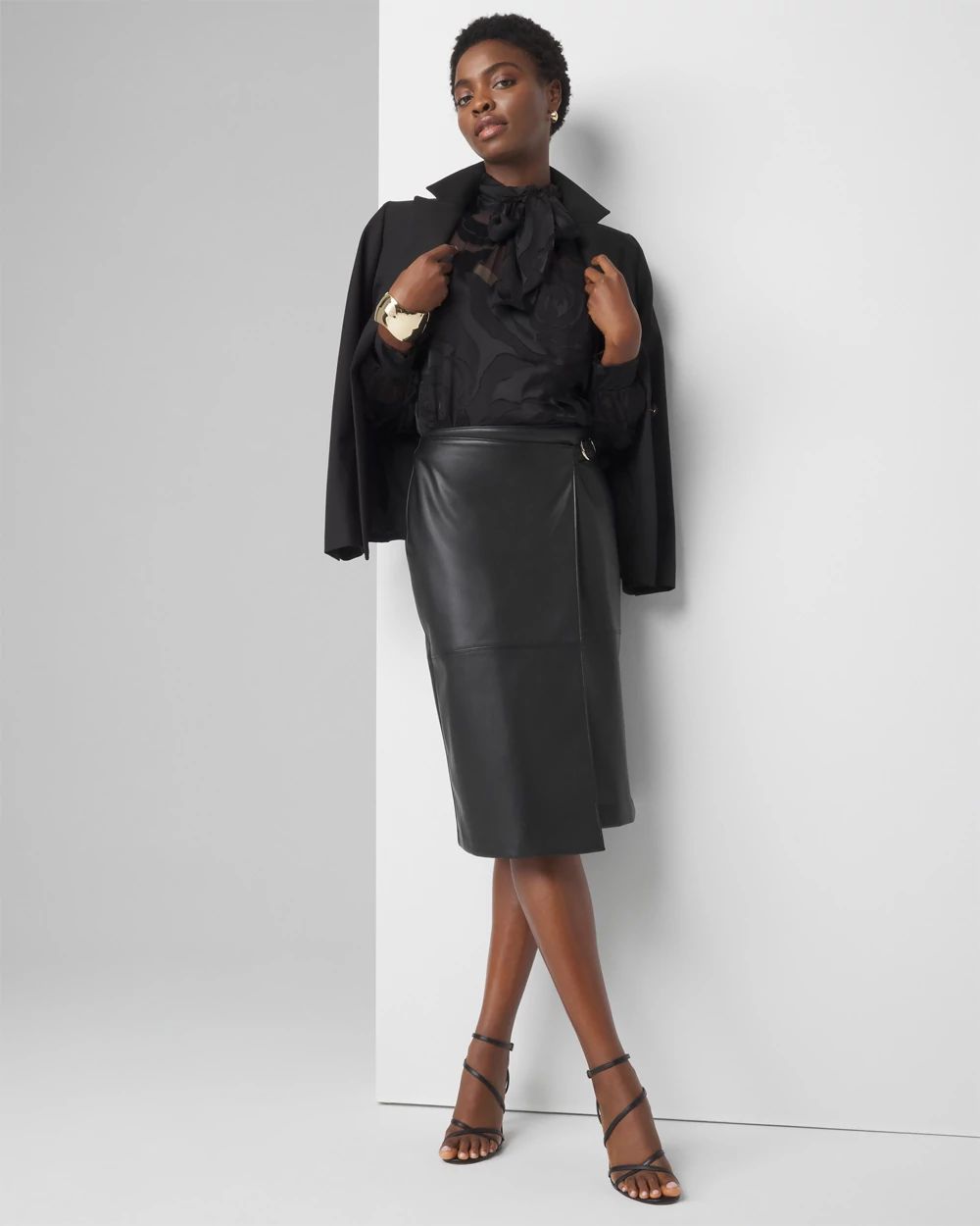 White house black market leather skirt top
